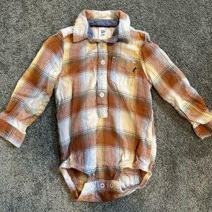 OshKosh B'gosh Brown and Cream Plaid Bodysuit